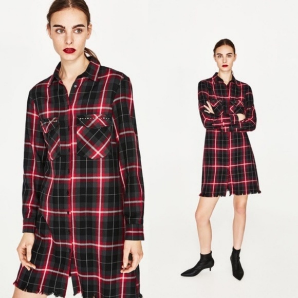 Zara Woman Plaid Shirt Dress - Picture 2 of 8